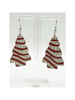 Christmas Tree Earrings "Little Debbies" Dangle Drop Retro Vintage